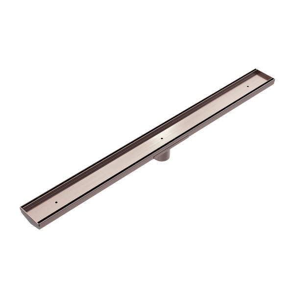 Tile Insert V Channel Floor Grate 50mm Outlet With Hole Saw Brushed Bronze