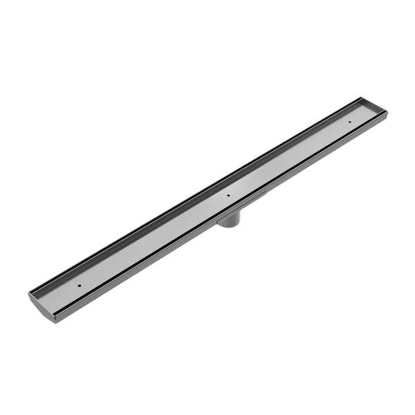 Tile Insert V Channel Floor Grate 50mm Outlet With Hole Saw Gun Metal