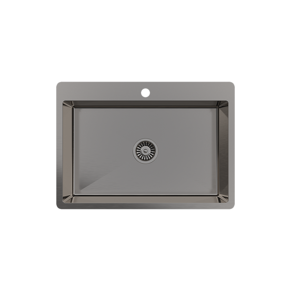 Noah 700x500 Large Single Bowl Tap Landing Sink Brushed Gunmetal
