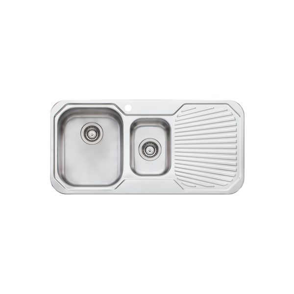 Petite 1 And 1/2 Bowl Sink With Drainer Left Stainless Steel