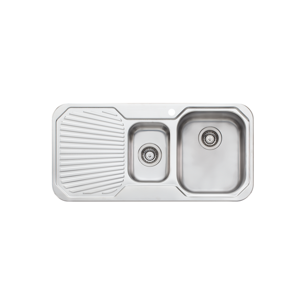 Petite 1 And 1/2 Bowl Sink With Drainer Right Stainless Steel