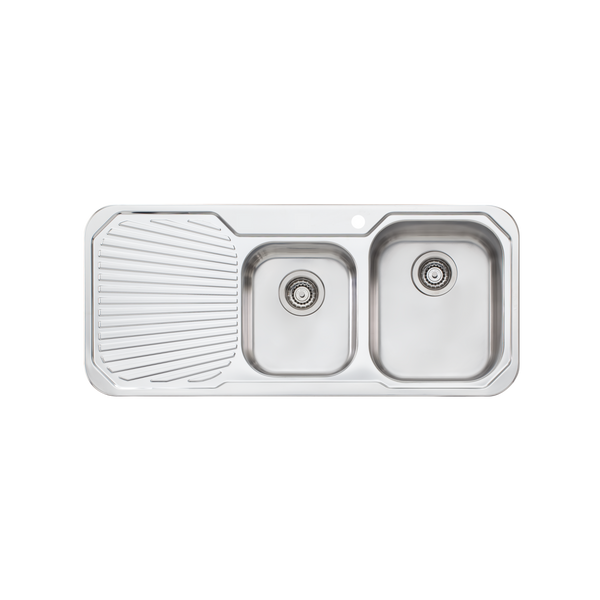 Petite 1 And 3/4 Bowl Sink With Drainer Right Stainless Steel