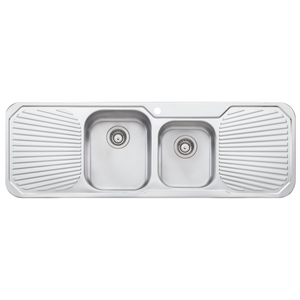 Petite 1 And 3/4 Bowl Sink With Double Drainer Stainless Steel - Stainless Steel