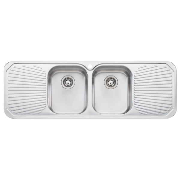 Petite Double Bowl Sink With Double Drainer Stainless Steel