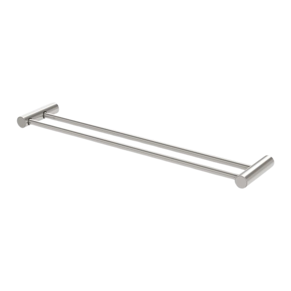 Vivid Slimline Double Towel Rail 600mm Brushed Nickel
