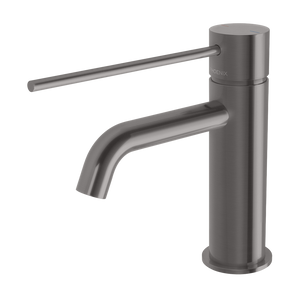 Vivid Slimline Basin Mixer Curved Outlet with Extended Lever  Brushed Carbon - Brushed Carbon