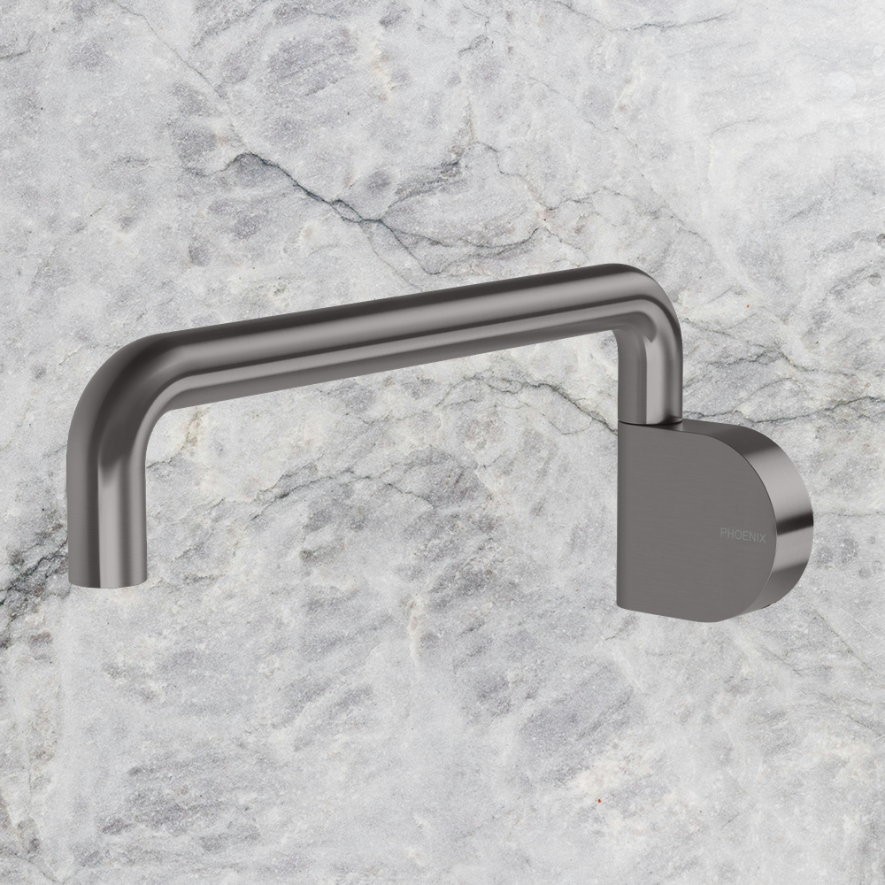 Designer Swivel Bath Outlet 230mm Round Brushed Carbon