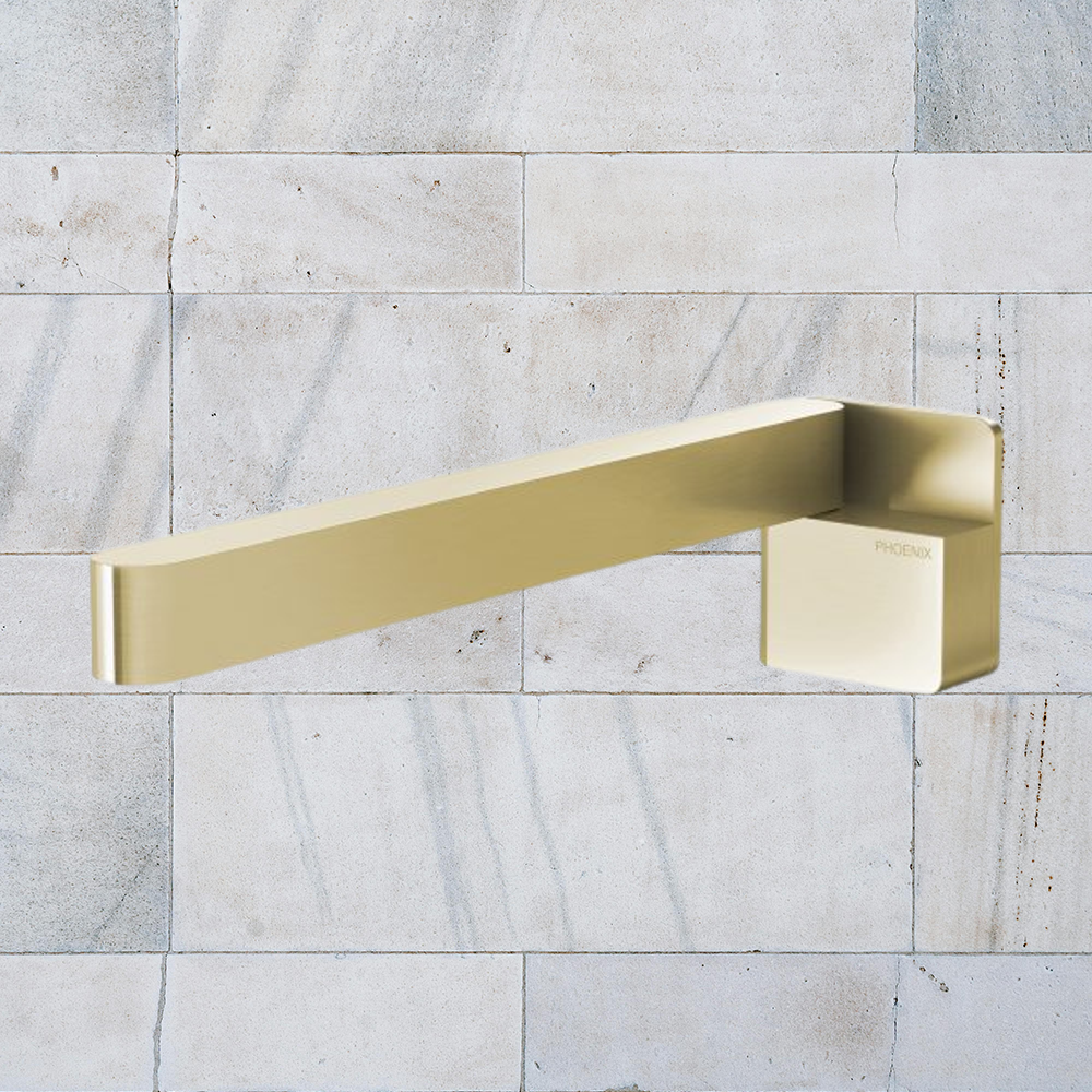 Designer Swivel Bath Outlet  230mm Square Brushed Gold