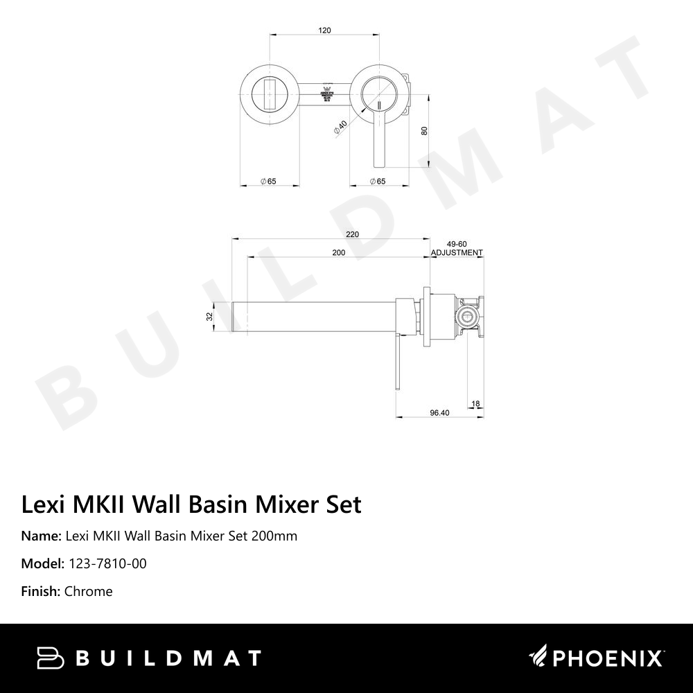 Lexi MKII Wall Basin Mixer Set 200mm  Chrome