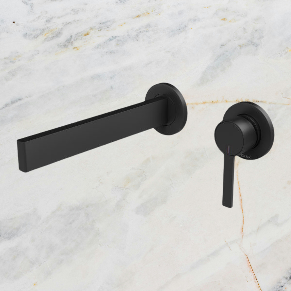 Lexi MKII Wall Bath Mixer Set 200mm  Matte Black