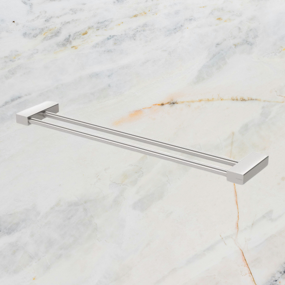 Lexi MKII Double Towel Rail 600mm  Brushed Nickel