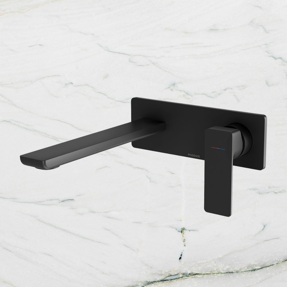 Gloss MKII SwitchMix Wall Basin / Bath Mixer Set 200mm Fit-Off Kit   Matte Black