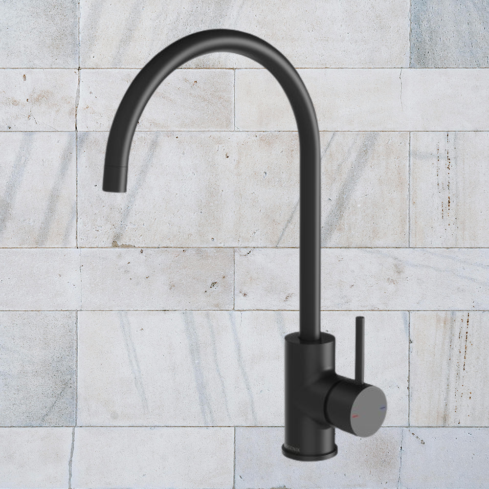 Pina Sink Mixer 200mm Gooseneck Matte Black