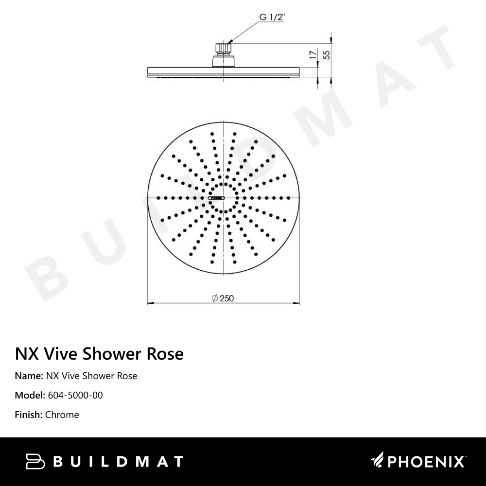 NX Vive Shower Rose Chrome