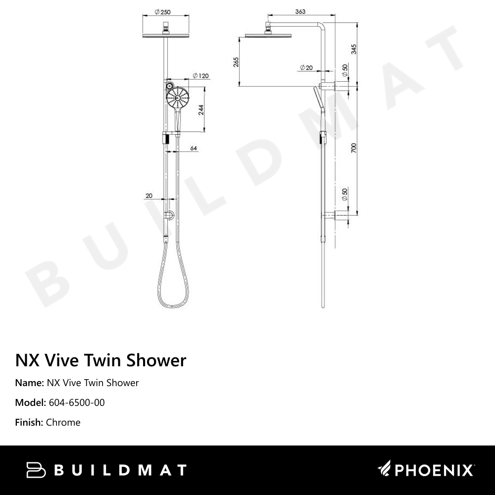 NX Vive Twin Shower Chrome