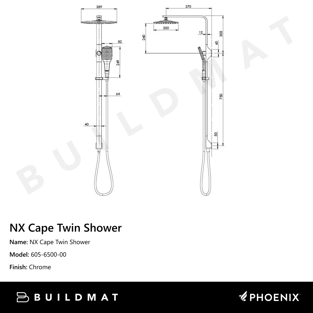 NX Cape Twin Shower Chrome