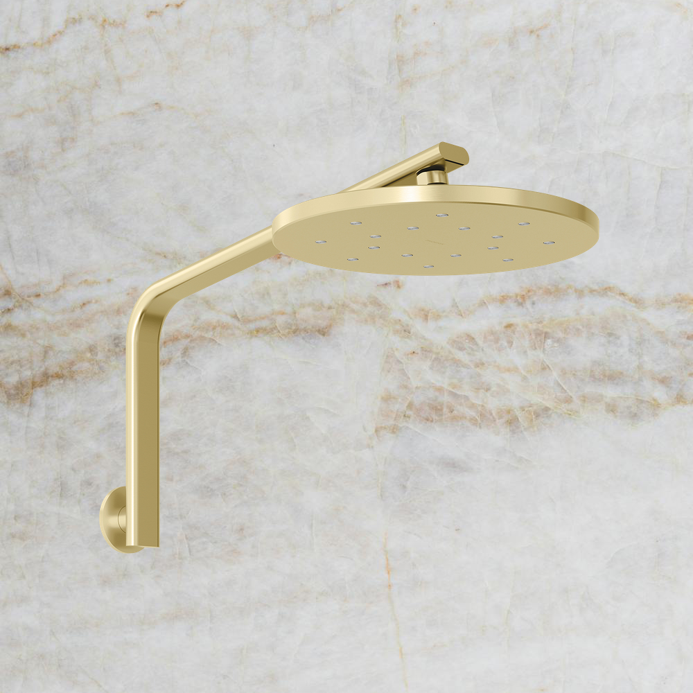 Oxley High-Rise Shower Arm & Rose  Brushed Gold
