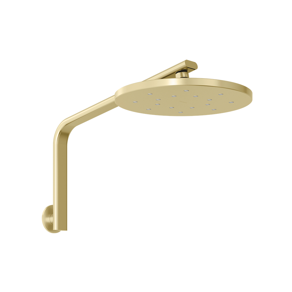 Oxley High-Rise Shower Arm & Rose  Brushed Gold
