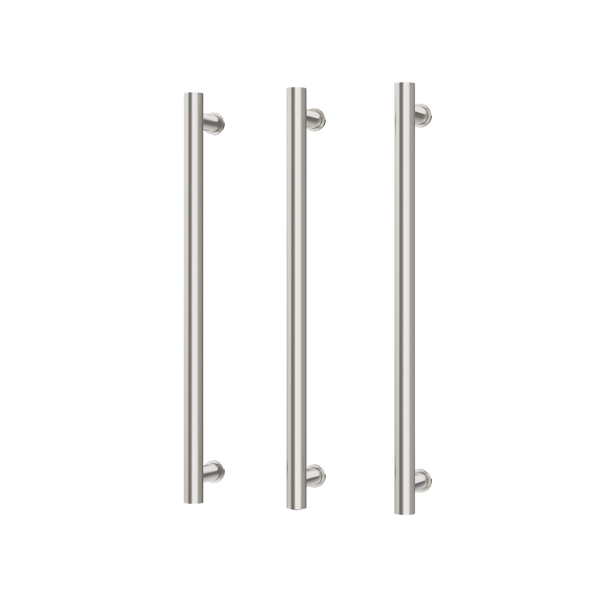 Phoenix Heated Triple Towel Rail Round 600mm Brushed Nickel