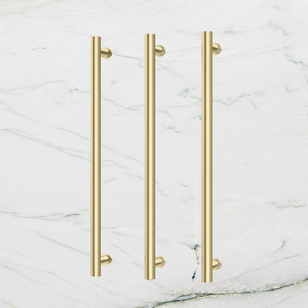 Phoenix Heated Triple Towel Rail Round 800mm Brushed Gold