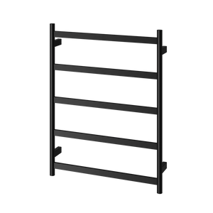 Phoenix Five Flat Bar Heated Towel Ladder 550mm x 740mm Matte Black - Matte Black
