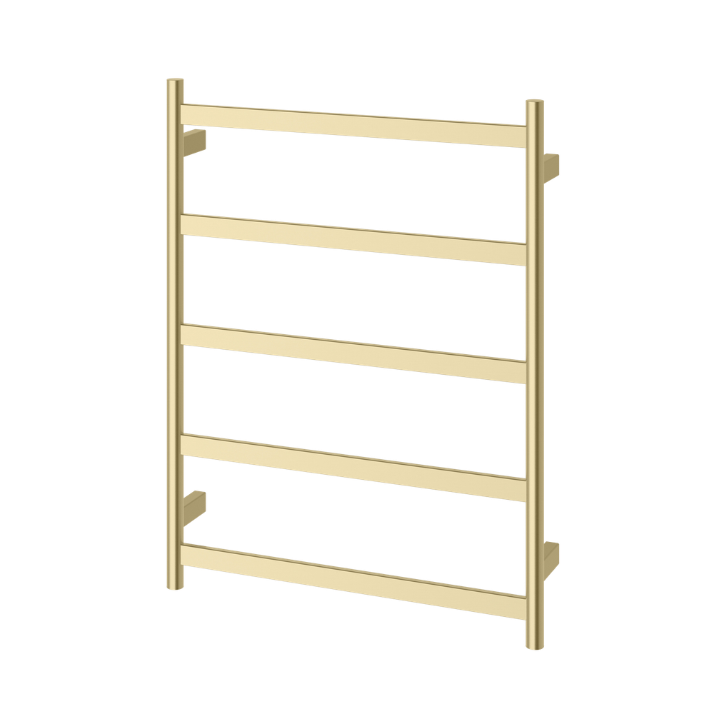 Phoenix Five Flat Bar Heated Towel Ladder 550mm x 740mm Brushed Gold