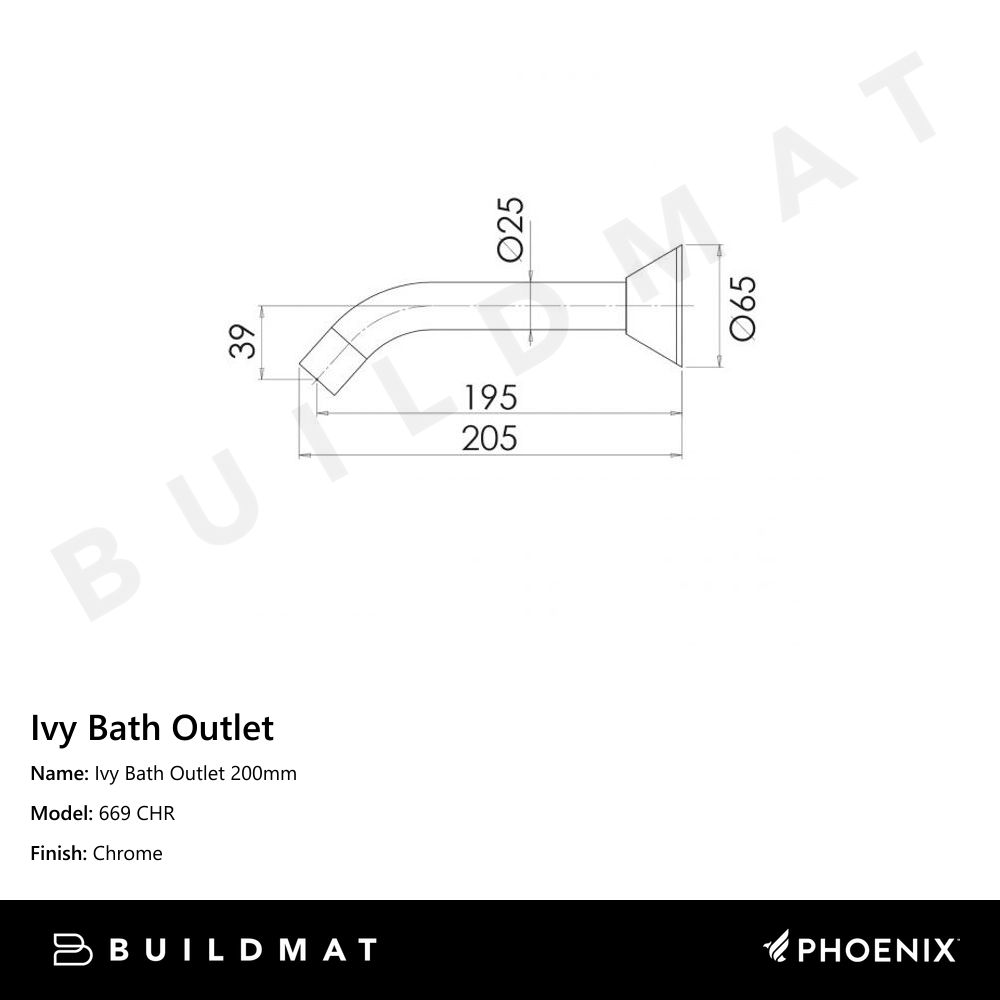Ivy Bath Outlet 200mm Chrome