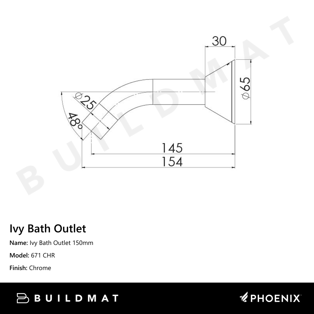Ivy Bath Outlet 150mm Chrome