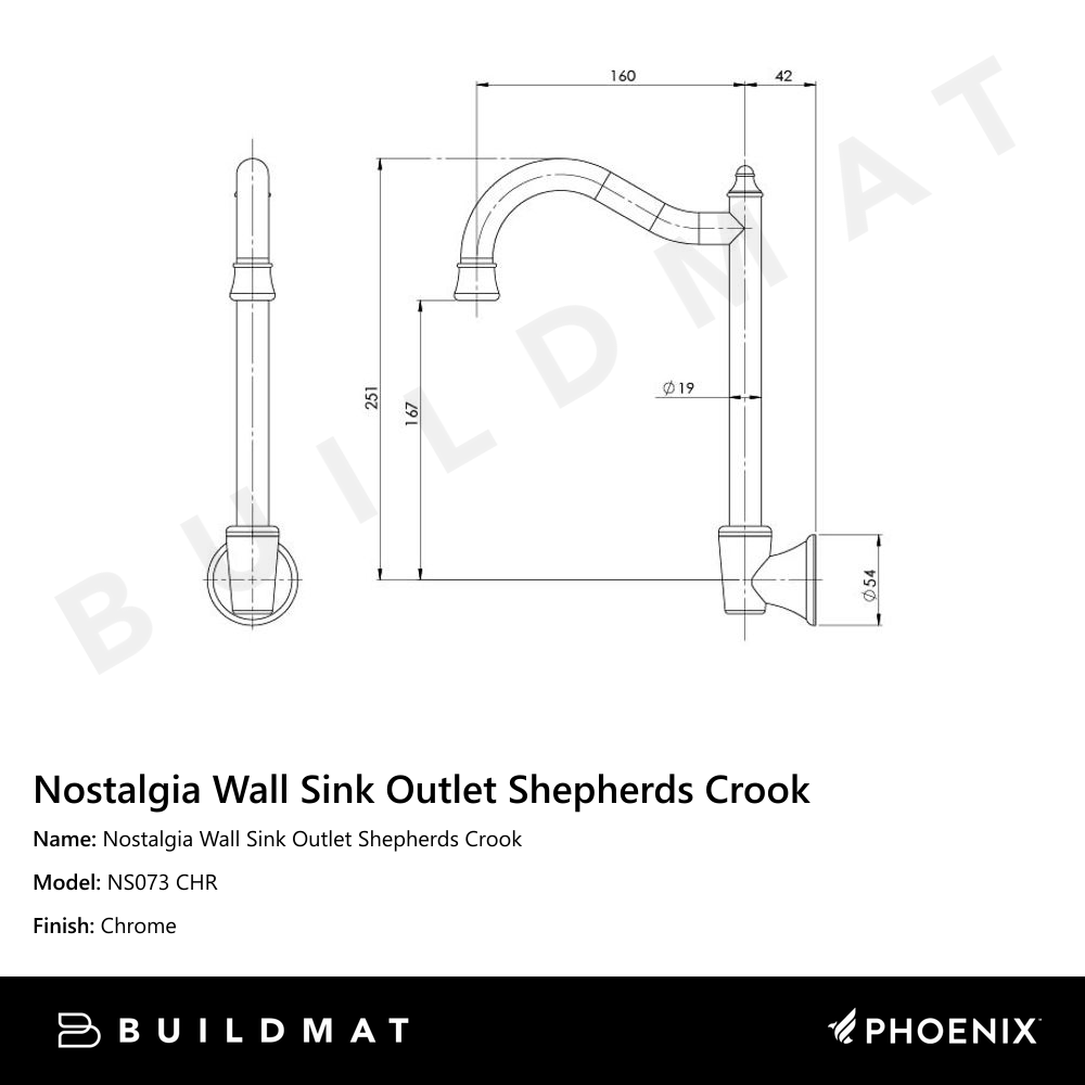 Nostalgia Wall Sink Outlet Shepherds Crook Chrome