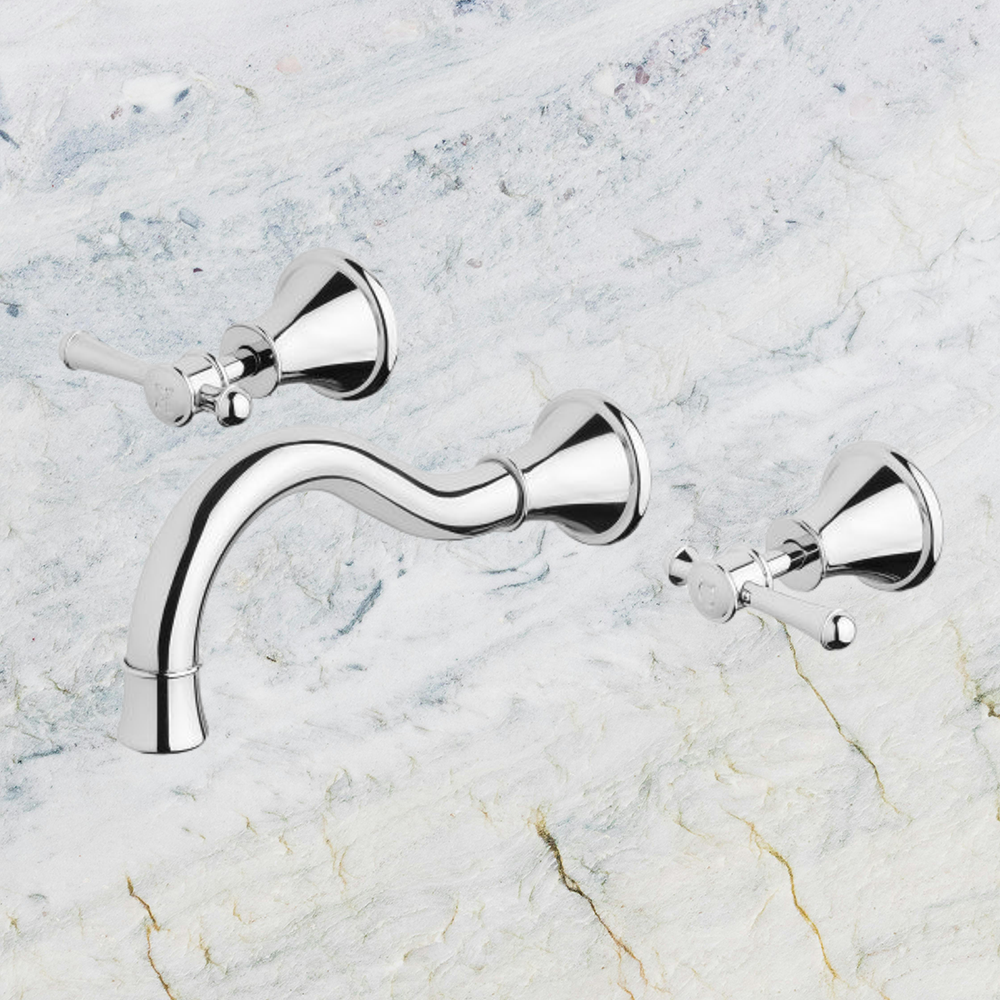 Nostalgia Lever Basin / Bath Set 180mm Shepherds Crook Chrome