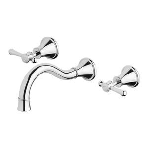 Nostalgia Lever Basin / Bath Set 180mm Shepherds Crook Chrome - Chrome