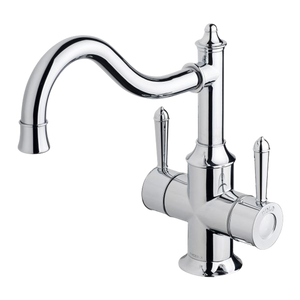 Nostalgia Twin Handle Sink Mixer 230mm Shepherds Crook Chrome - Chrome
