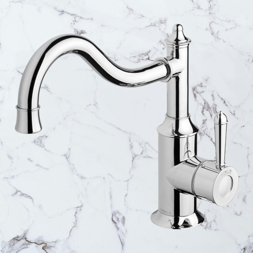 Nostalgia Sink Mixer 220mm Shepherds Crook Chrome