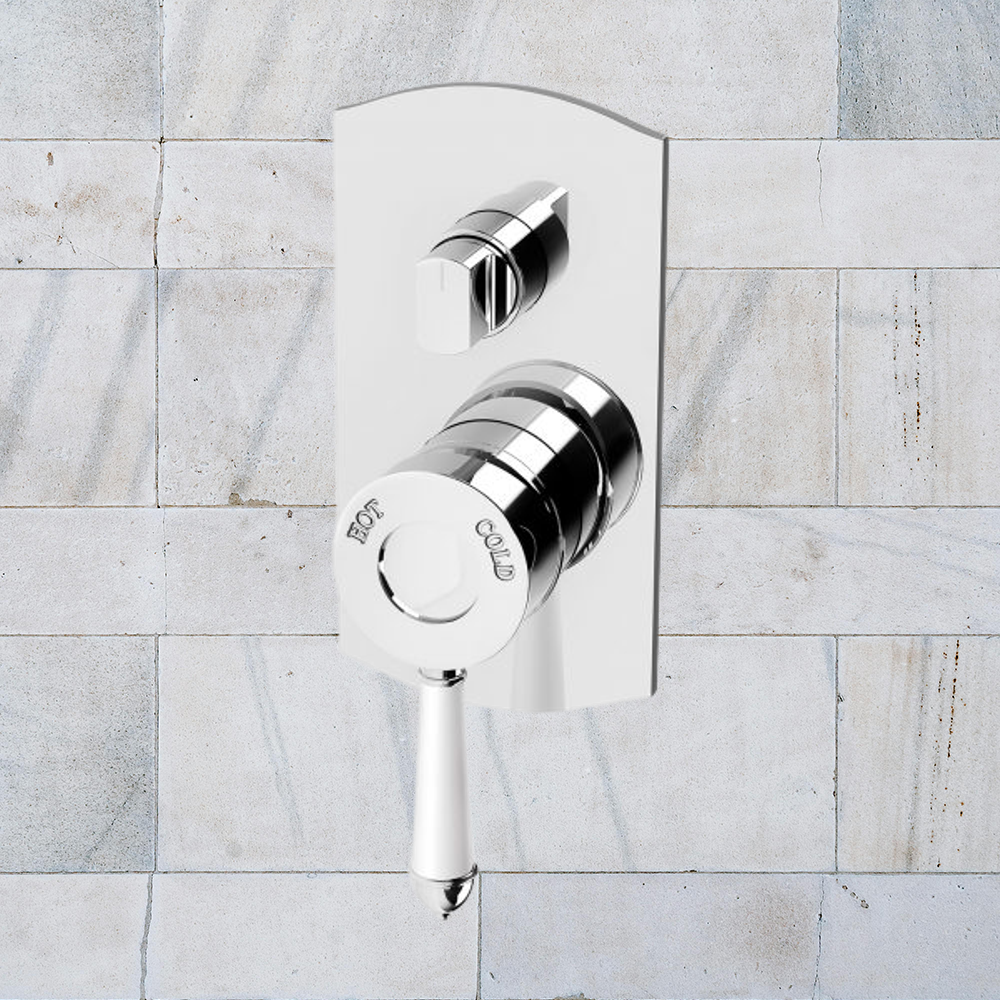 Nostalgia Shower / Bath Diverter Mixer Chrome White