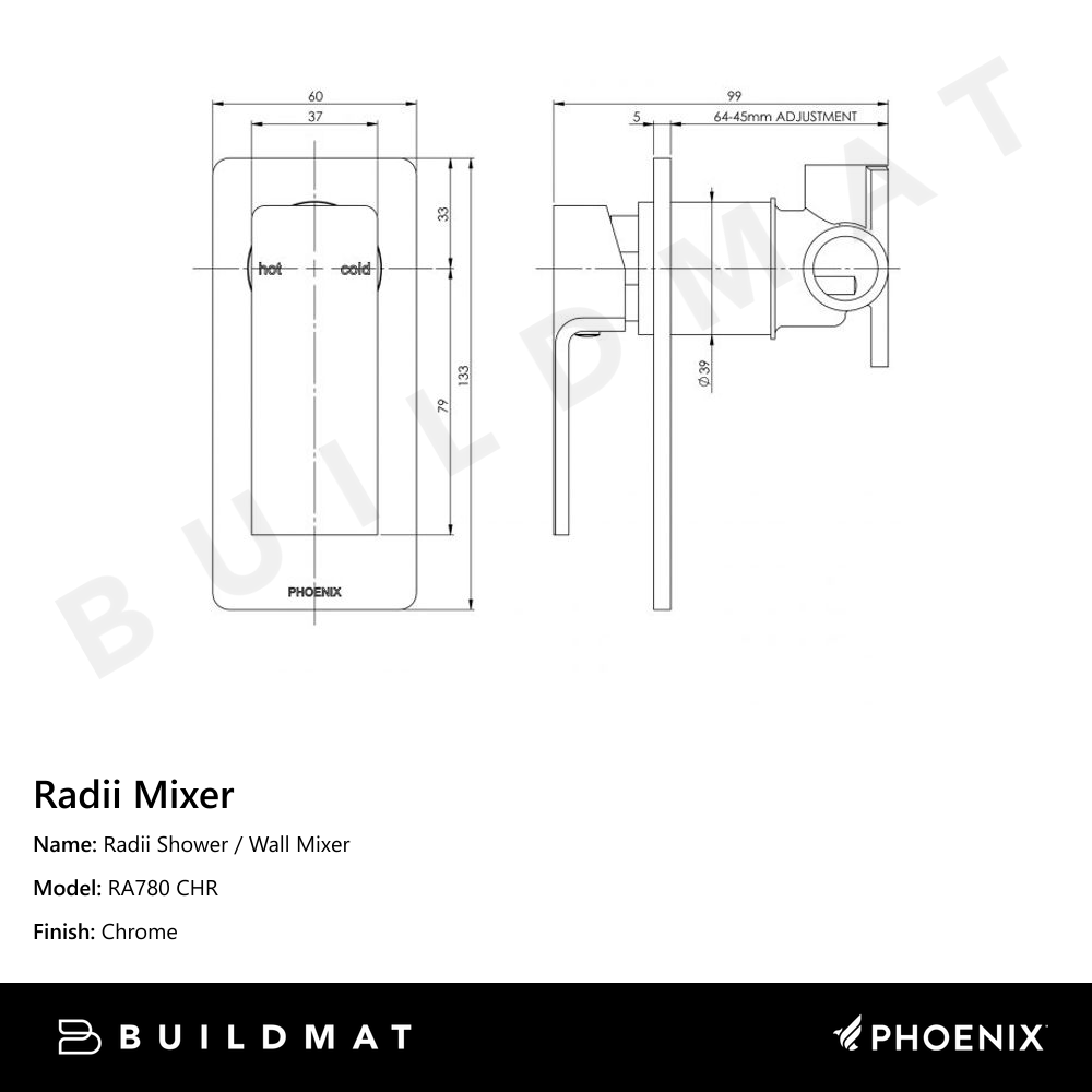 Radii Shower / Wall Mixer Chrome