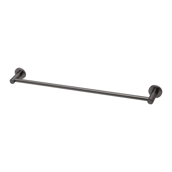 Radii Single Towel Rail 600mm Round Plate Brushed Carbon