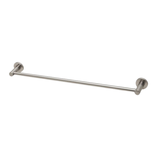 Radii Single Towel Rail 600mm Round Plate Brushed Nickel