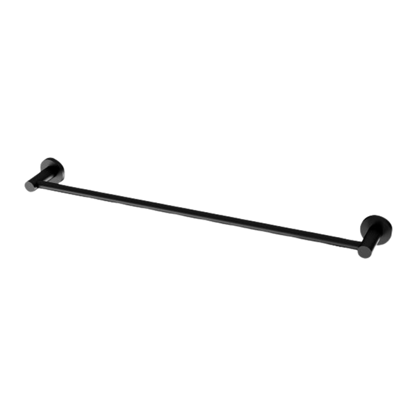 Radii Single Towel Rail 600mm Round Plate Matte Black