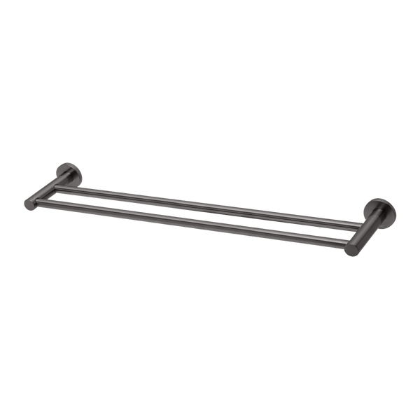 Radii Double Towel Rail 800mm Round Plate Brushed Carbon