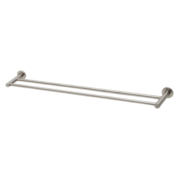 Radii Double Towel Rail 800mm Round Plate Brushed Nickel
