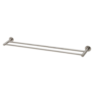 Radii Double Towel Rail 800mm Round Plate Brushed Nickel - Brushed Nickel