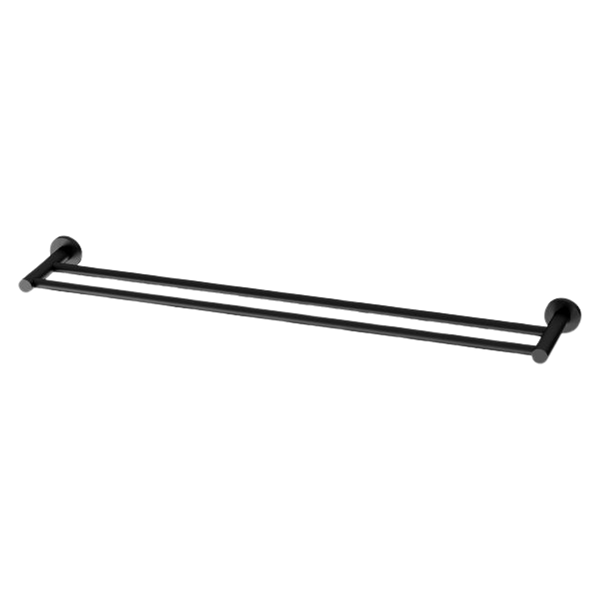 Radii Double Towel Rail 800mm Round Plate Matte Black