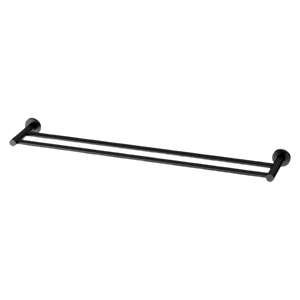 Radii Double Towel Rail 800mm Round Plate Matte Black - Matte Black