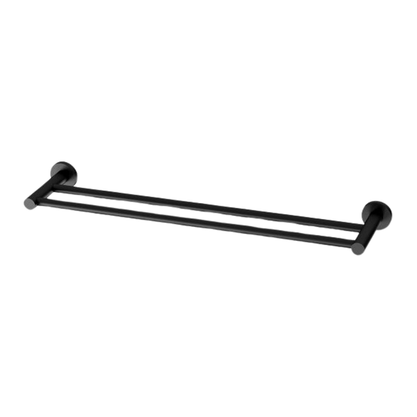 Radii Double Towel Rail 600mm Round Plate Matte Black