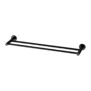 Radii Double Towel Rail 600mm Round Plate Matte Black - Matte Black