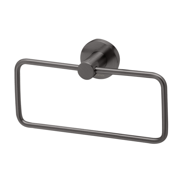 Radii Hand Towel Holder Round Plate Brushed Carbon