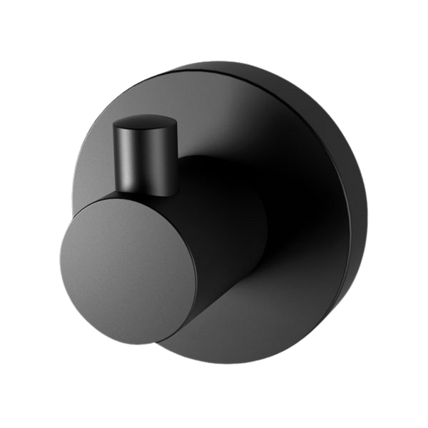 Radii Robe Hook Round Plate Matte Black