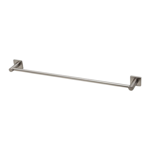 Radii Single Towel Rail 600mm Square Plate Brushed Nickel