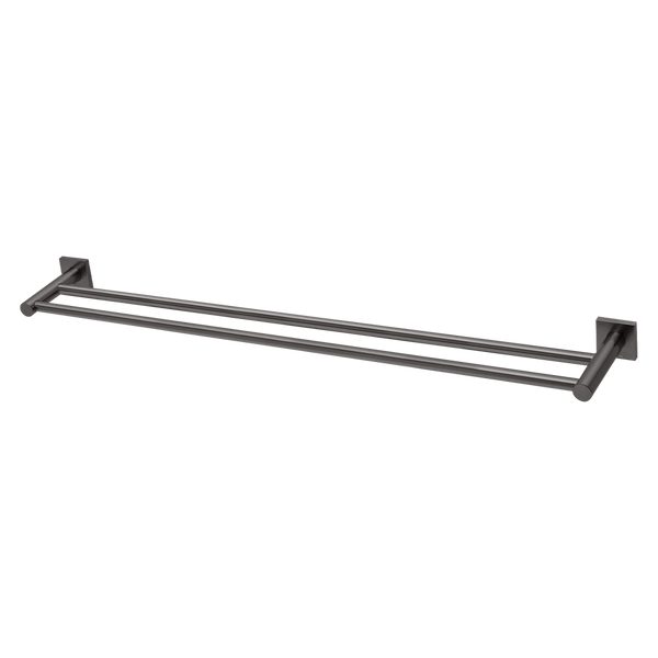 Radii Double Towel Rail 800mm Square Plate Brushed Carbon