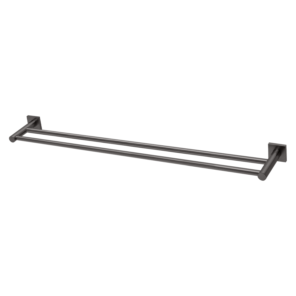 Radii Double Towel Rail 800mm Square Plate Brushed Carbon